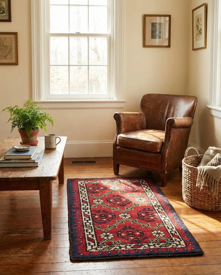 Detail image of 2' 4 x 4' 2 Hand Knotted Moroccan Wool Rug