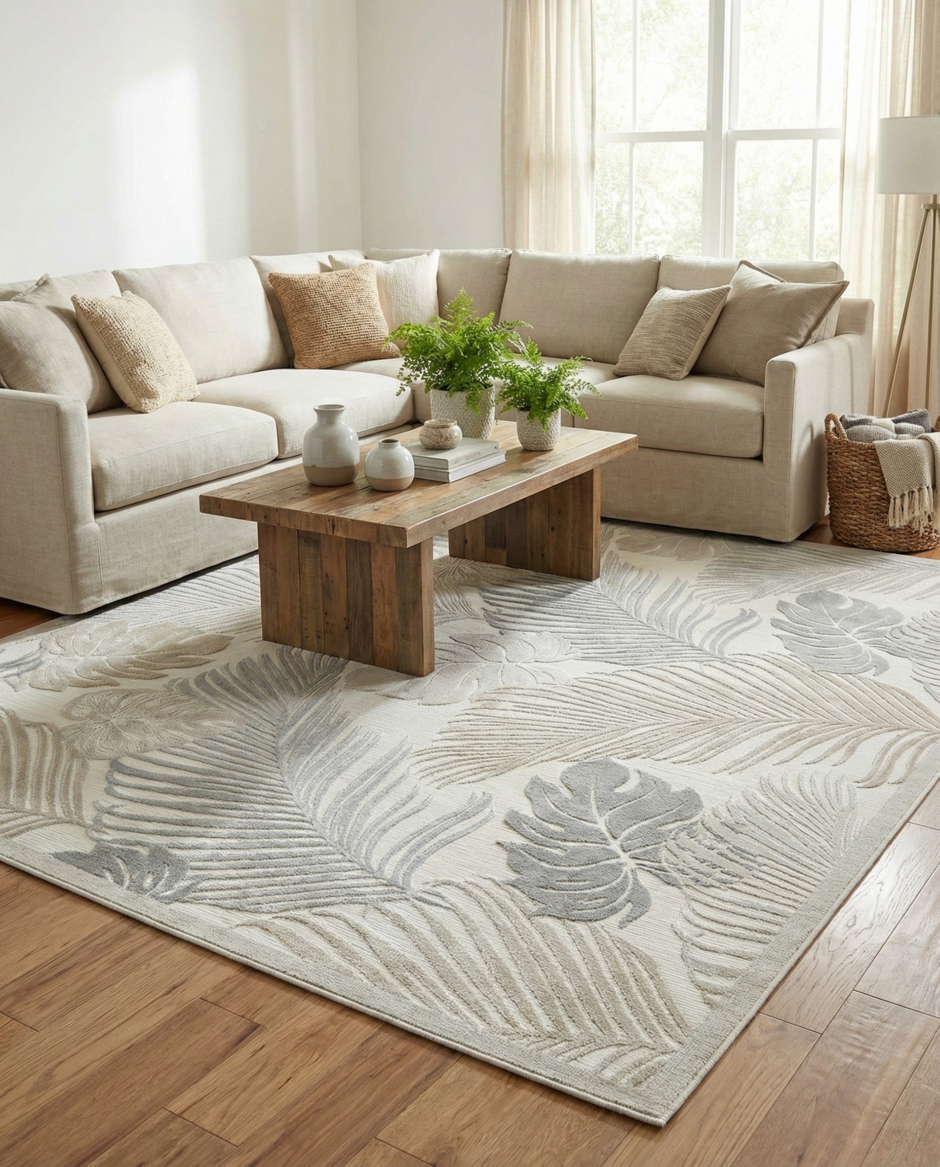 8' 2 x 10' Easy-Clean Botanical Indoor / Outdoor Rug