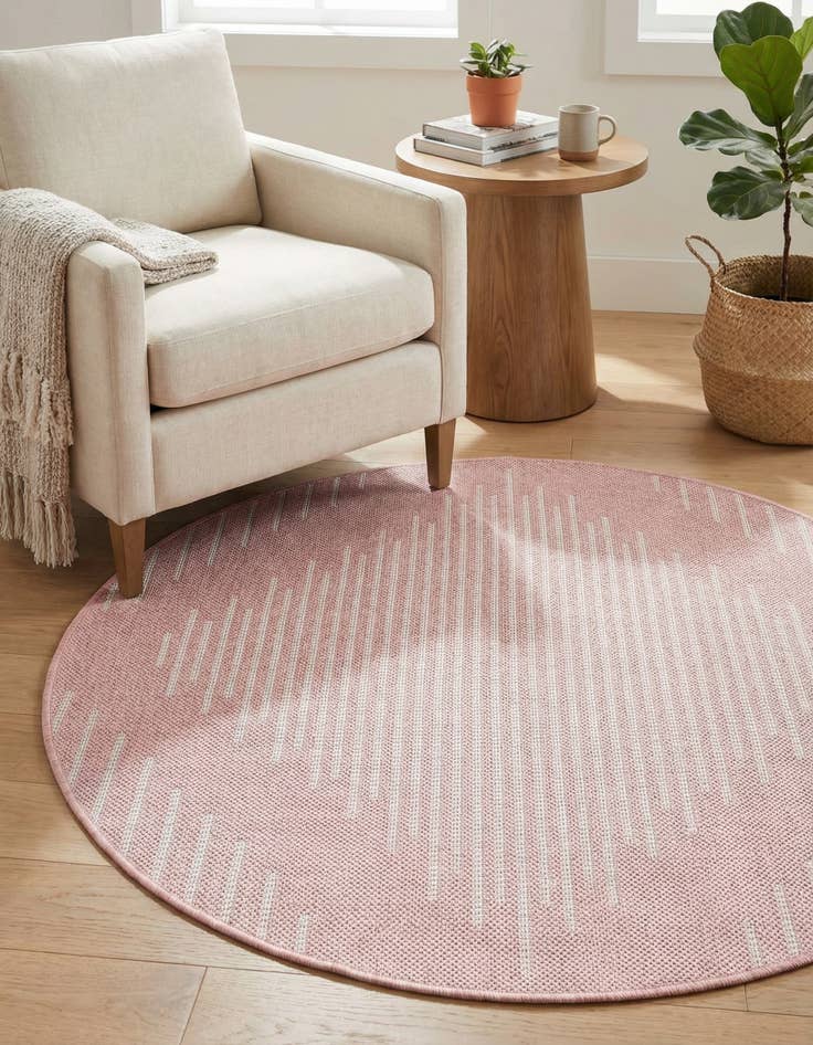 Detail image of 3' x 3'  Washable Modern Indoor / Outdoor Round Rug