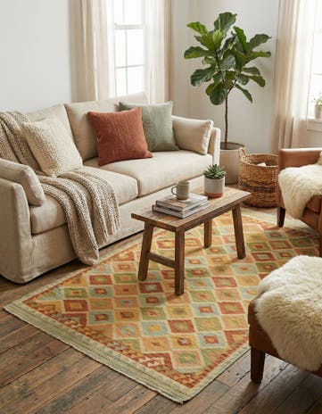 3' 10 x 6' Hand Woven Kilim Waziri Wool Rug