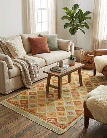3' 10 x 6' Hand Woven Kilim Waziri Wool Rug