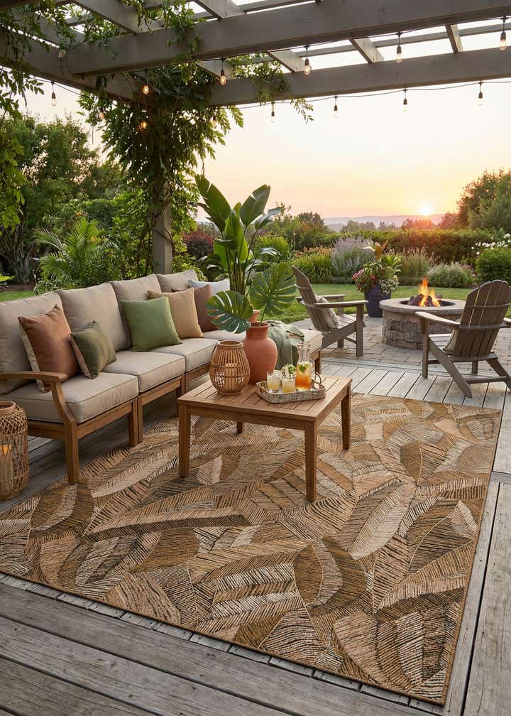 10' x 14' Easy-Clean Botanical Indoor / Outdoor Rug