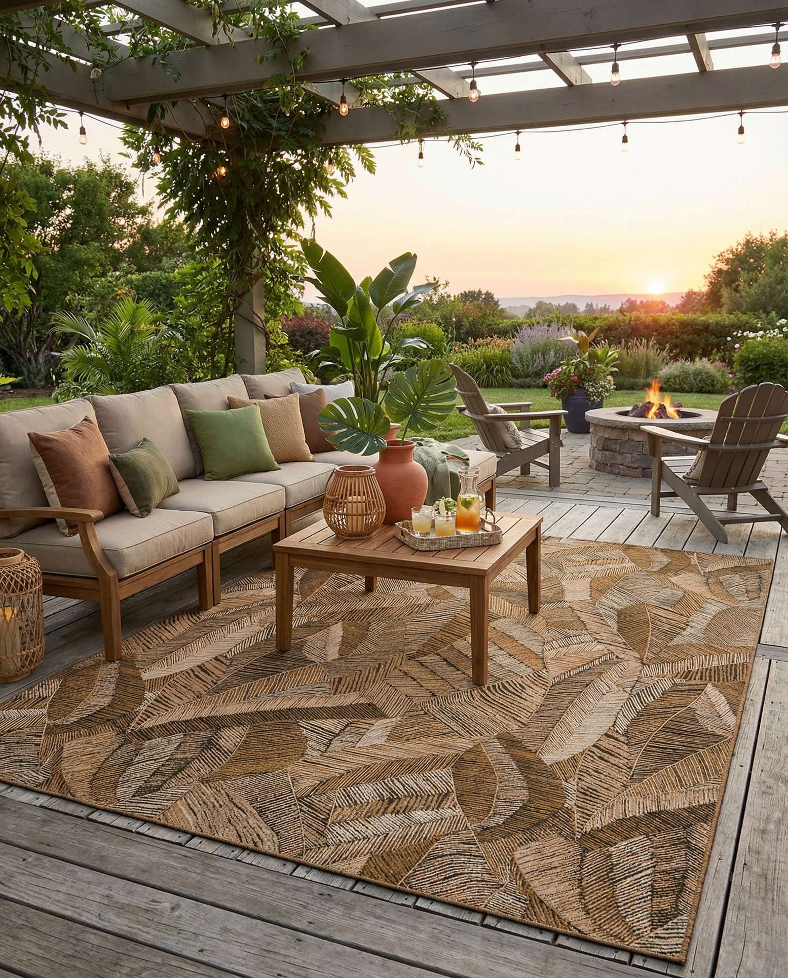 10' x 14' Easy-Clean Botanical Indoor / Outdoor Rug