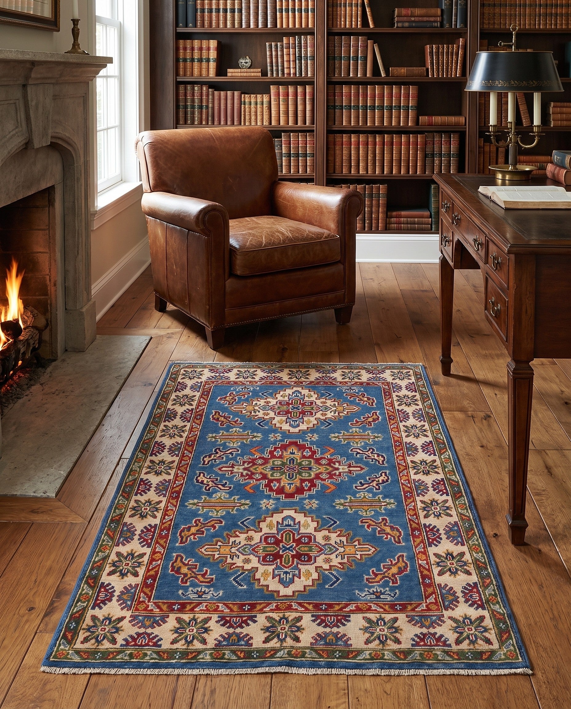 3' 5 x 5' 2 Hand Knotted Kazak Rug