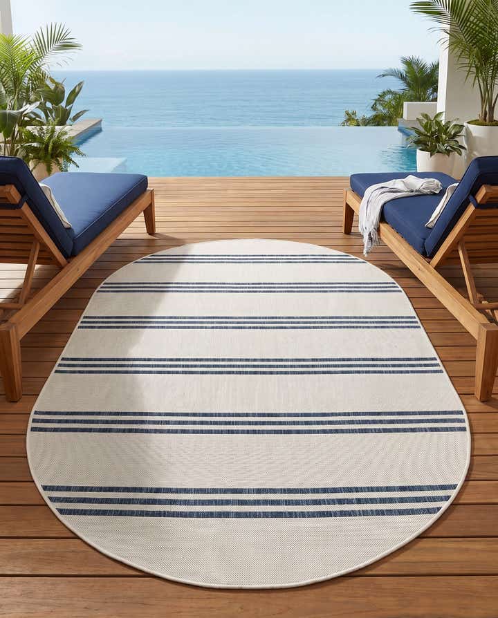 160cm x 245cm Facile à nettoyer Jill Zarin Anguilla Tapis Intérieur / Extérieur Ovale