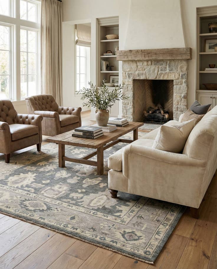 Detail image of 8' 9 x 11' 10 Hand Knotted Oushak Rug