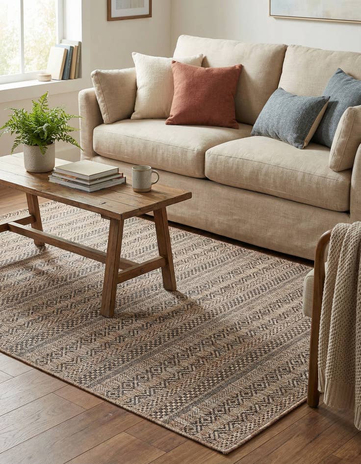 Detail image of 4' x 6'  Washable Striped Indoor / Outdoor Rug