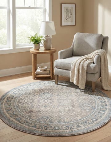 Gray Viola Round Rug