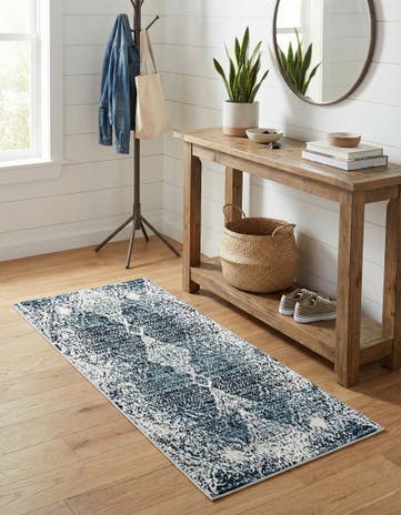 Navy Blue Kamala Washable Runner Rug