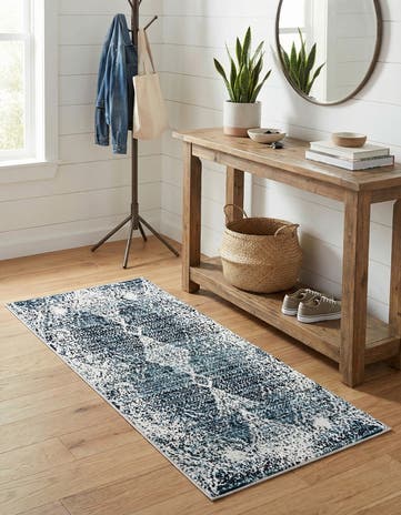Navy Blue Kamala Washable Runner Rug
