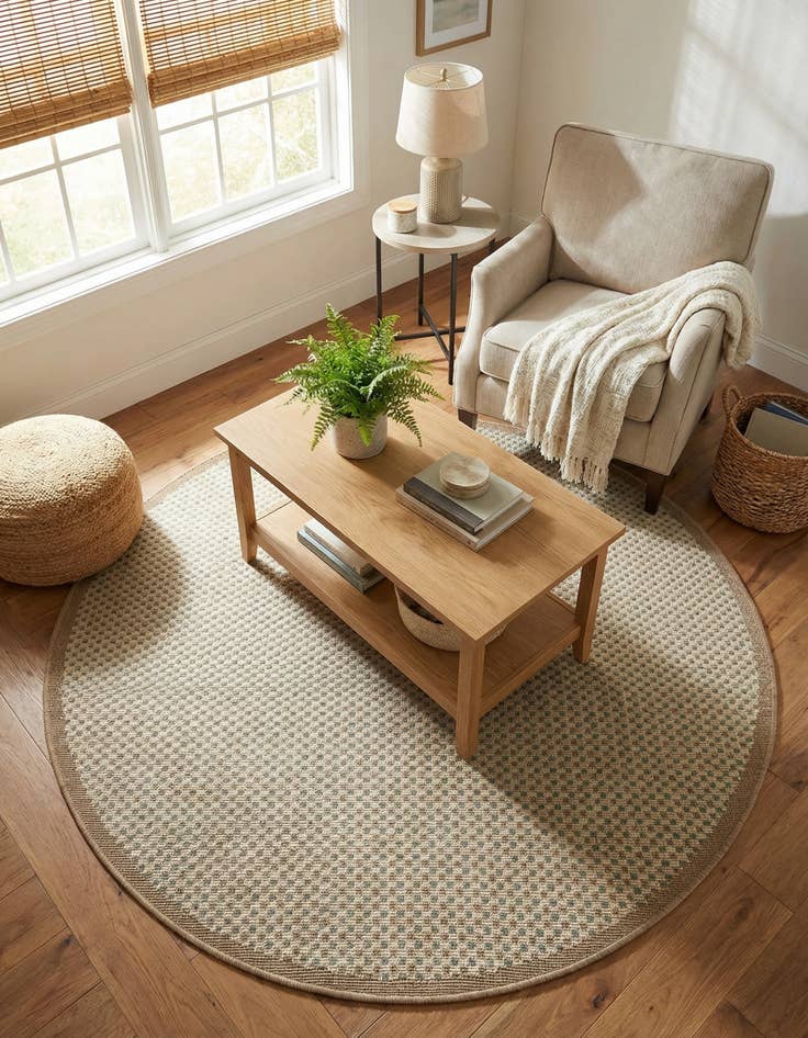 Detail image of 4' x 4'  Washable Border Indoor / Outdoor Round Rug