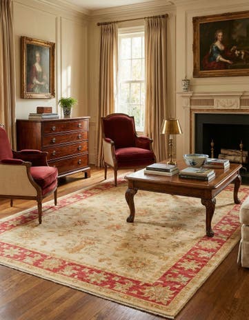 5' 7 x 8' Hand Knotted Peshawar Ziegler Rug