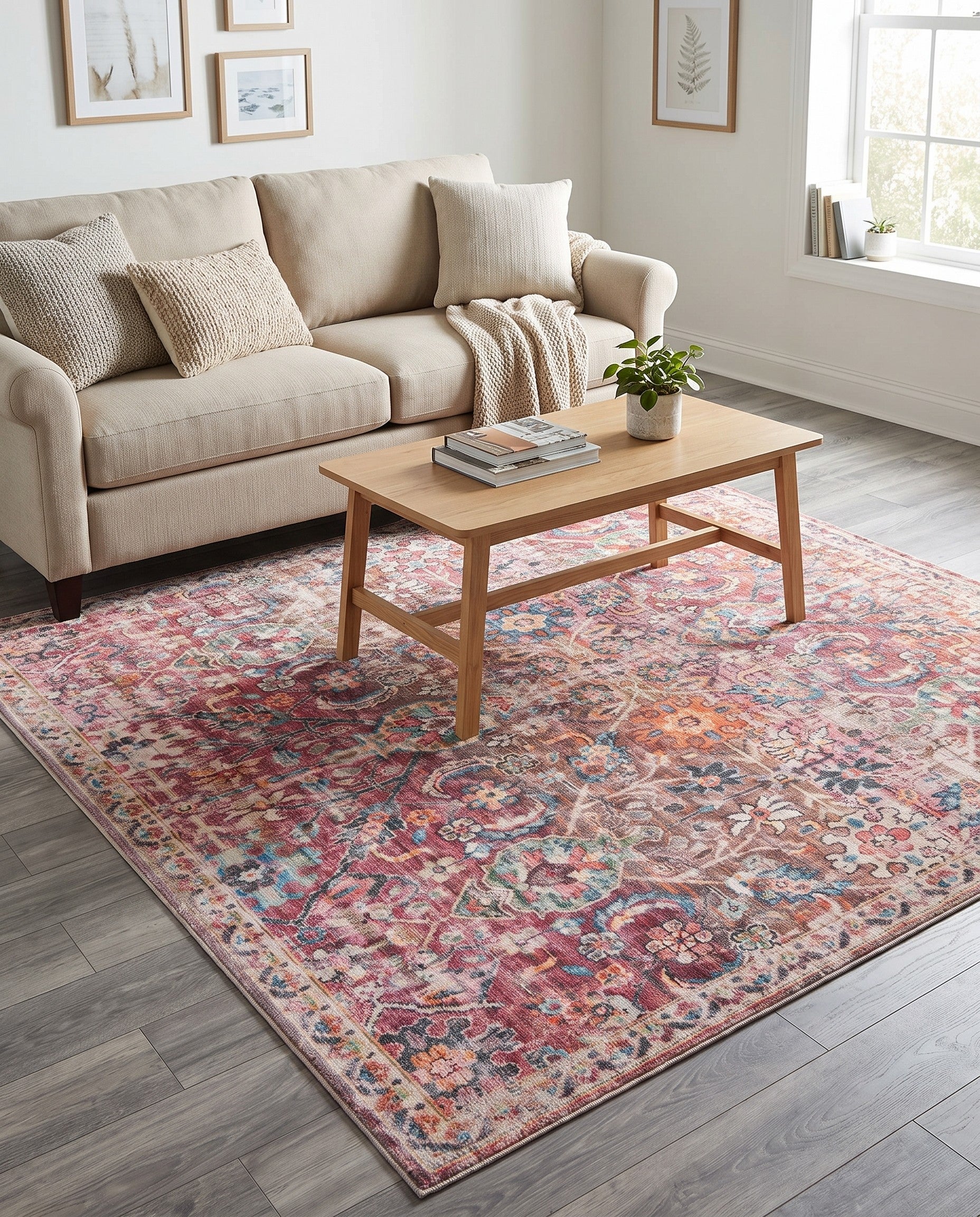 7' 3 x 7' 3 Washable Nostalgia Square Rug