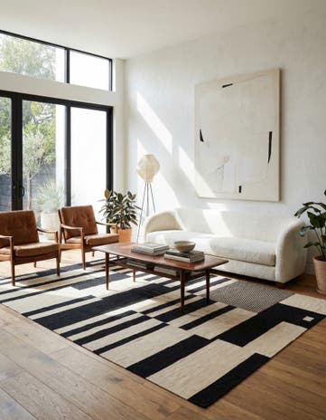 6' 7 x 9' 6 Hand Woven Kilim Modern Wool Rug