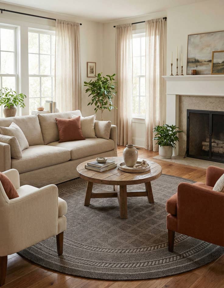Detail image of 7' 10 x 7' 10 Easy-Clean Trellis Indoor / Outdoor Round Rug