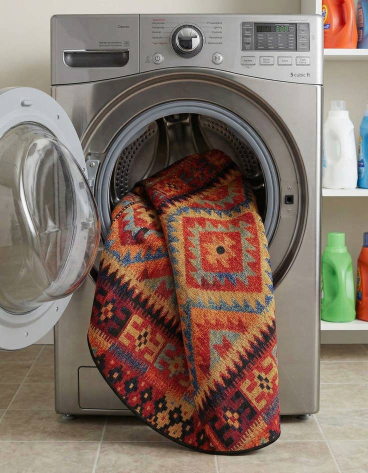 Detail image of  4' x 4'  Washable Tribal Indoor / Outdoor Round Rug