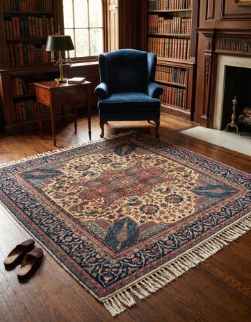 4' 7 x 4' 8 Hand Knotted Kayseri Square Rug