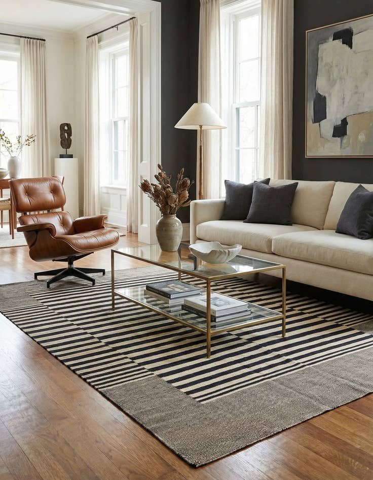 Detail image of  5' 9 x 7' 9  Hand Woven Kilim Modern Wool Rug