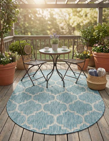 3' x 5' 3 Easy-Clean Lattice Indoor / Outdoor Oval Rug