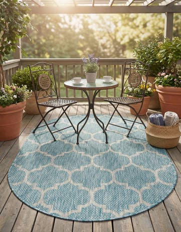 3' x 5' 3 Easy-Clean Lattice Indoor / Outdoor Oval Rug