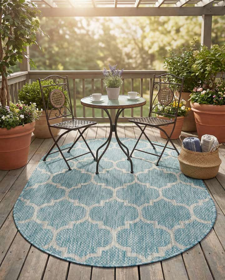 3' x 5' 3 Easy-Clean Lattice Indoor / Outdoor Oval Rug