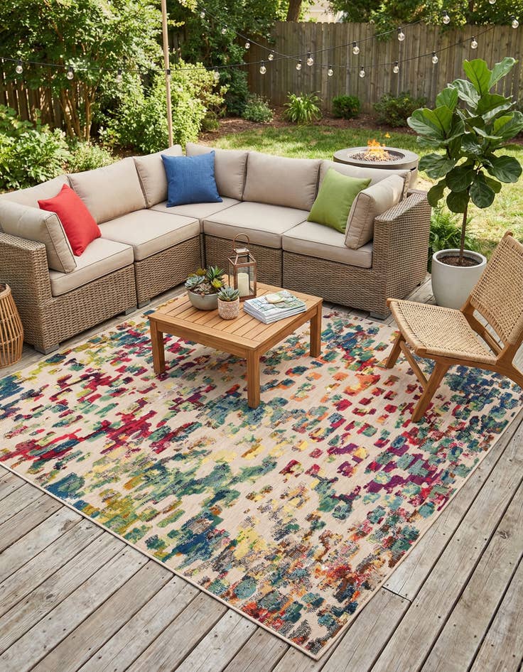 Detail image of 10' x 10'  Washable Casablanca Indoor / Outdoor Square Rug