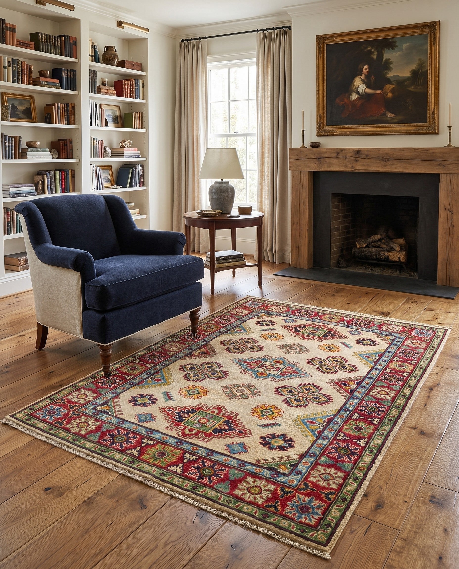 4' x 6' 1 Hand Knotted Kazak Rug