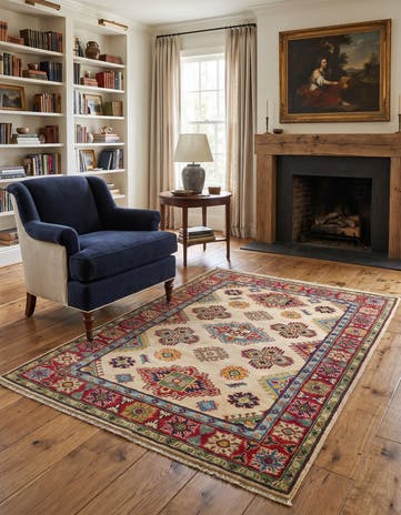 4' x 6' 1 Hand Knotted Kazak Rug