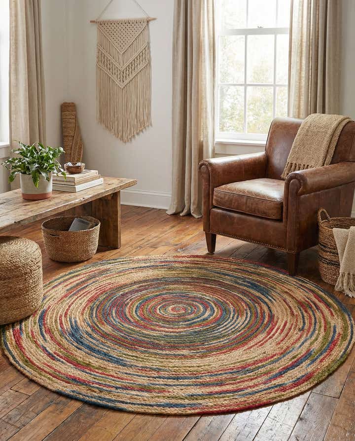 6' 1 x 6' 1 Handmade Braided Jute Round Rug