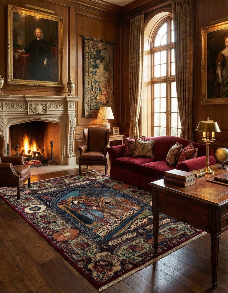 Detail image of 5' x 7' 3 Kashmar with Silk Wool Rug