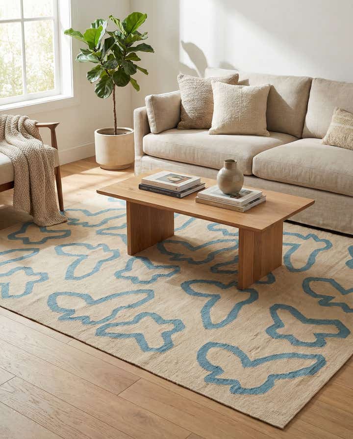 5' 2 x 6' 5 Hand Woven Kilim Modern Wool Rug
