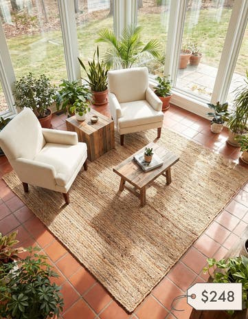 Natural Handmade Braided Jute Square Rug