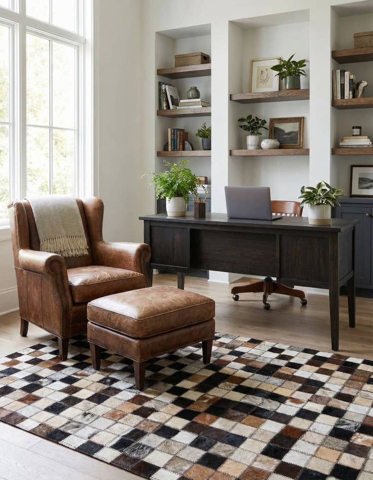 Detail image of  2' x 3' 1 Cowhide Leather Rug