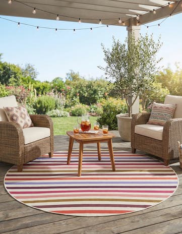 10' x 10' Easy-Clean Ribbon Indoor / Outdoor Round Rug