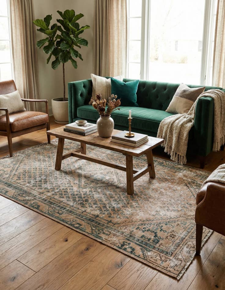 Detail image of 4' 2 x 6' 4 Hand Knotted Ultra Vintage Persian Wool Rug