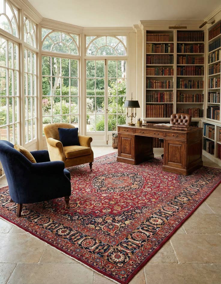 Detail image of 9' 7 x 12' 8 Mashad Wool Rug