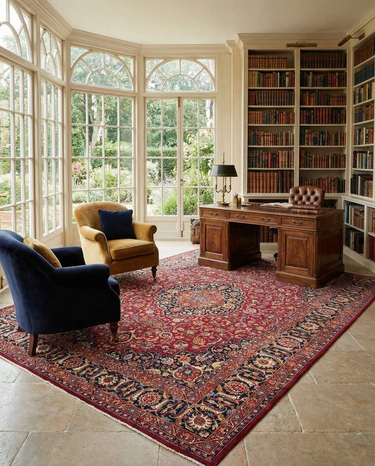 Detail image of 9' 7 x 12' 8 Mashad Wool Rug