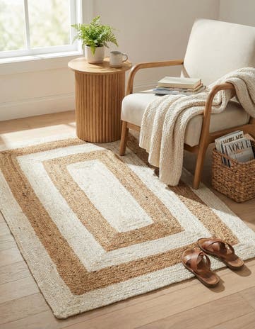 4' 1 x 6' 1 Handmade Braided Jute Rug