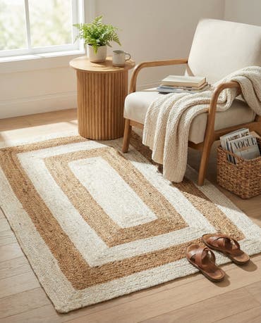  4' 1 x 6' 1  Hand Braided Jute Rug