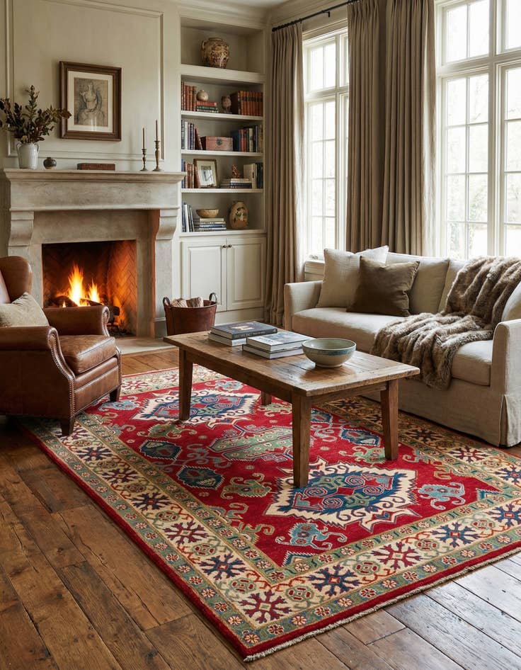 Detail image of 6' 6 x 9' 7  Hand Knotted Kazak Rug