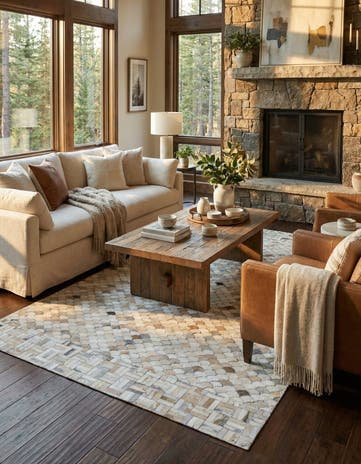 5' 2 x 8' 4 Cowhide Leather Rug