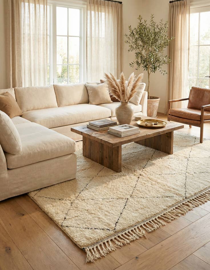 Detail image of 6' 7 x 9' 9  Hand Knotted Moroccan Wool Rug