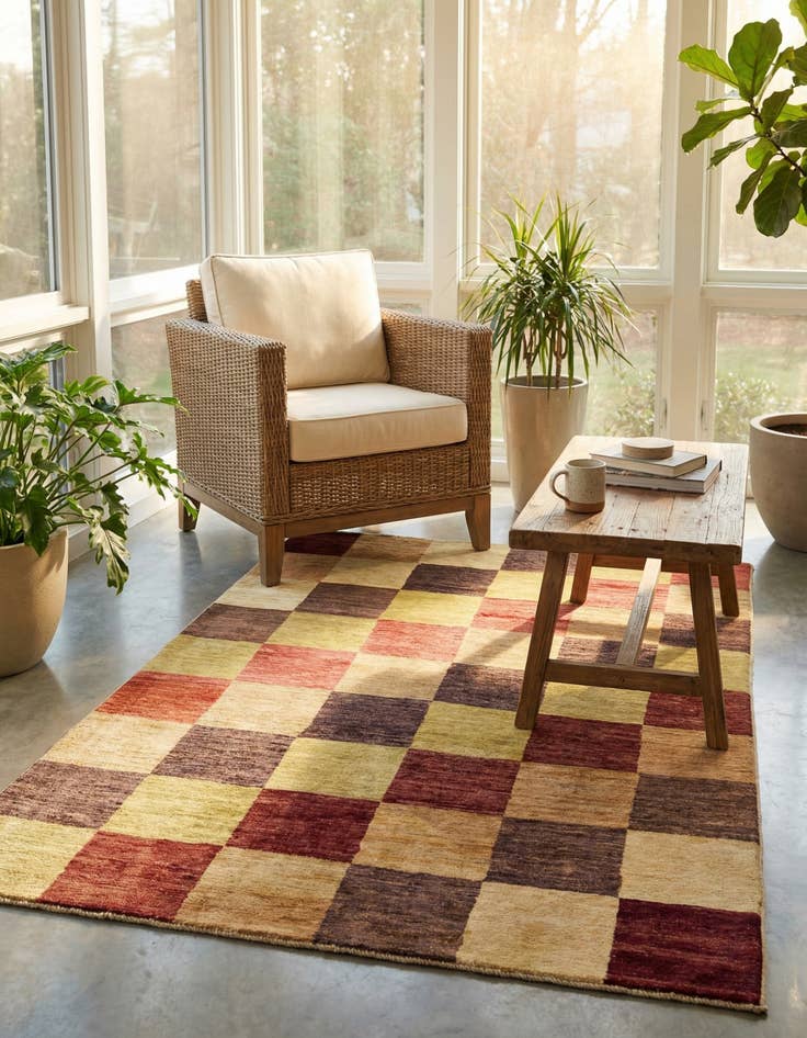 Detail image of  4' x 5' 9  Hand Knotted Modern Ziegler Oriental Rug