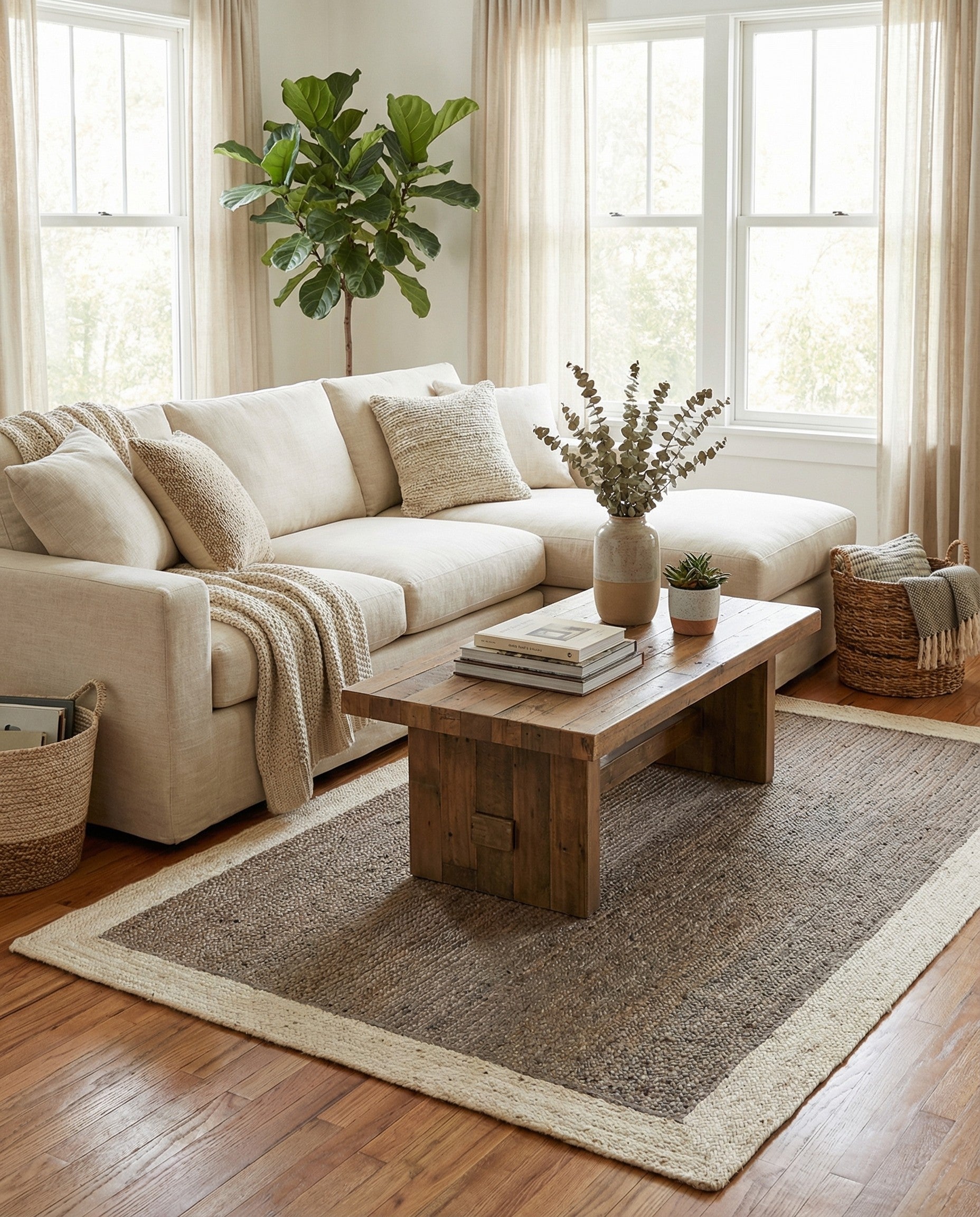  6' 1 x 9'  Hand Braided Jute Rug