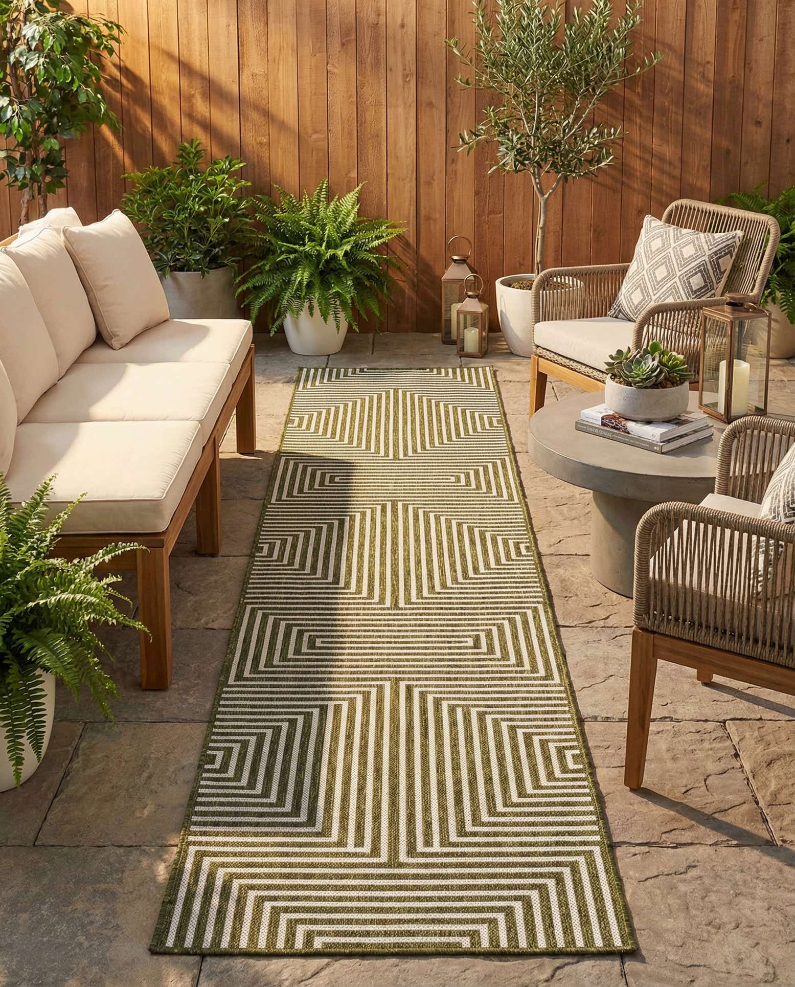 2' 7 x 12' Easy-Clean Modern Indoor / Outdoor Runner Rug