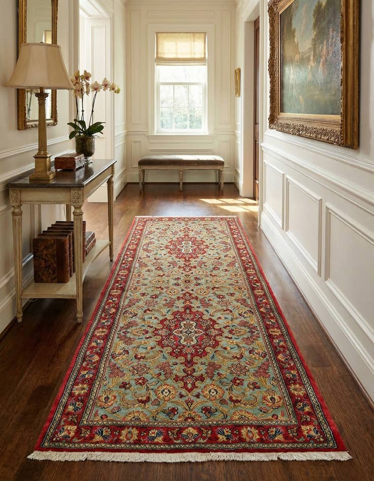 Detail image of  2' 8 x 6' 5  Hand Knotted Qom Persian Runner Rug