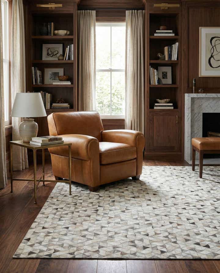 5' 2 x 8' Cowhide Leather Rug