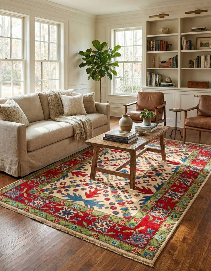 Detail image of 5' 7 x 9'  Hand Knotted Kazak Rug