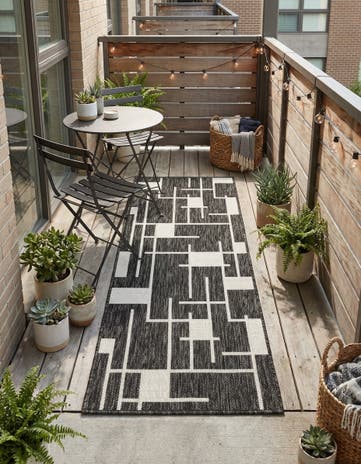 2' x 5' 3 Easy-Clean Modern Indoor / Outdoor Runner Rug