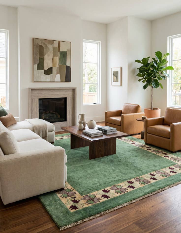 Detail image of 6' x 6'  Hand Knotted Modern Ziegler Square Rug